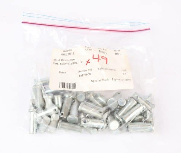 Nickel Plated Steel Clevis Pin, 3/8" x 1", Nickel Plated Steel, 49 Pieces