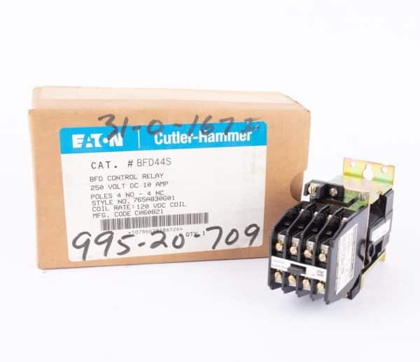 Eaton Cutler Hammer BFD44S Control Relay, 250VDC, 10Amp, DPDT, 120VDC Coil