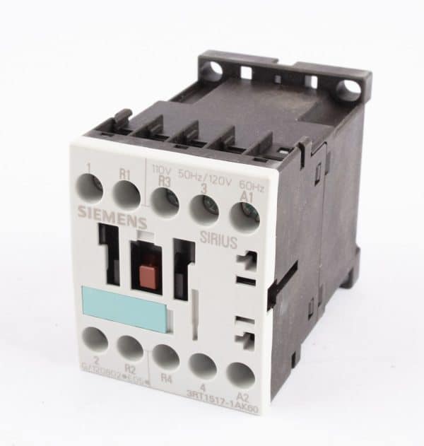 Siemens 3RT1517-1AK60 IEC Contactor, 600VAC, 5.5kW, 3-Pole, 120VAC Coil