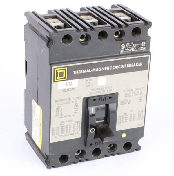 Square D FAL36040 Molded Case Circuit Breaker, 600VAC, 40Amp, 3-Pole