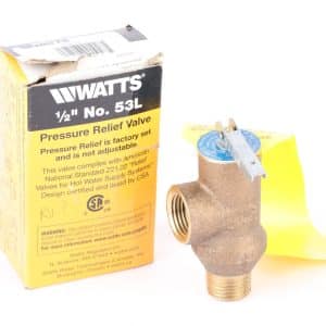 Watts 1/2" No. 53L Water Heater Pressure Relief Valve, 1/2" NPT, 15,000 BTU/Hr