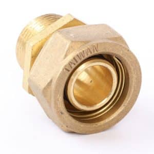Brass Generic Straight Poly Tube Fitting, 1" Tube OD x 3/4" Male NPT