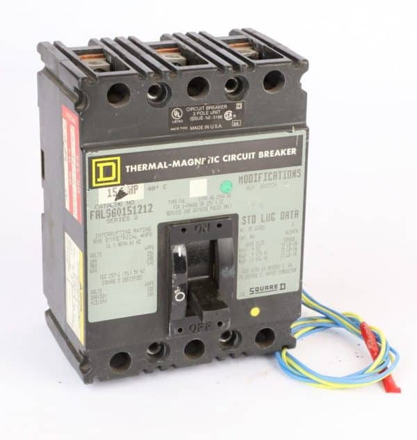 Square D FAL360151212 Molded Case Circuit Breaker, 600VAC, 15Amp, 3-Pole