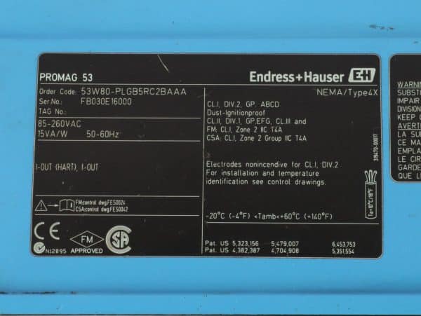 Endress + Hauser 53W80-PLGB5RC2BAAA Promag 53 Electromagnetic Flow Transmitter