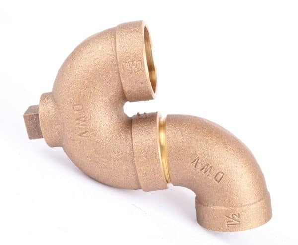 DWV 15DP Bronze P-Trap, 1-1/2" Tube, Solder Connection